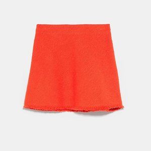 Zara orange tweed mini skirt